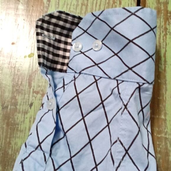 Coofandy Men's Patterned Button Down Shirt Size L Blue and Black Long Sleeve - Picture 5 of 9